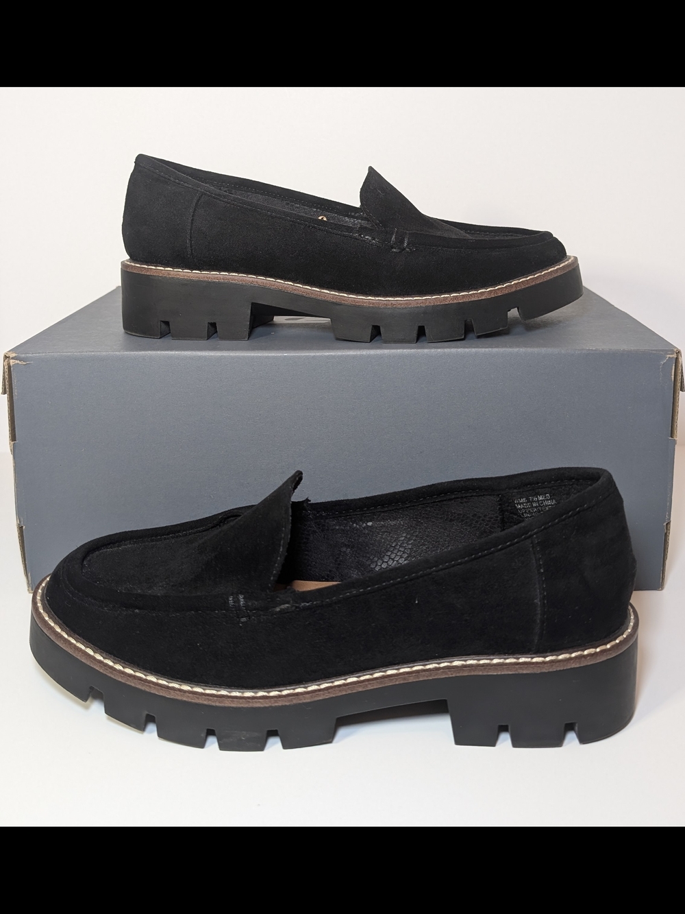 Sonoma Goods For Life Valda Women’s Lug Sole Loafers Black Suede Size 7.5